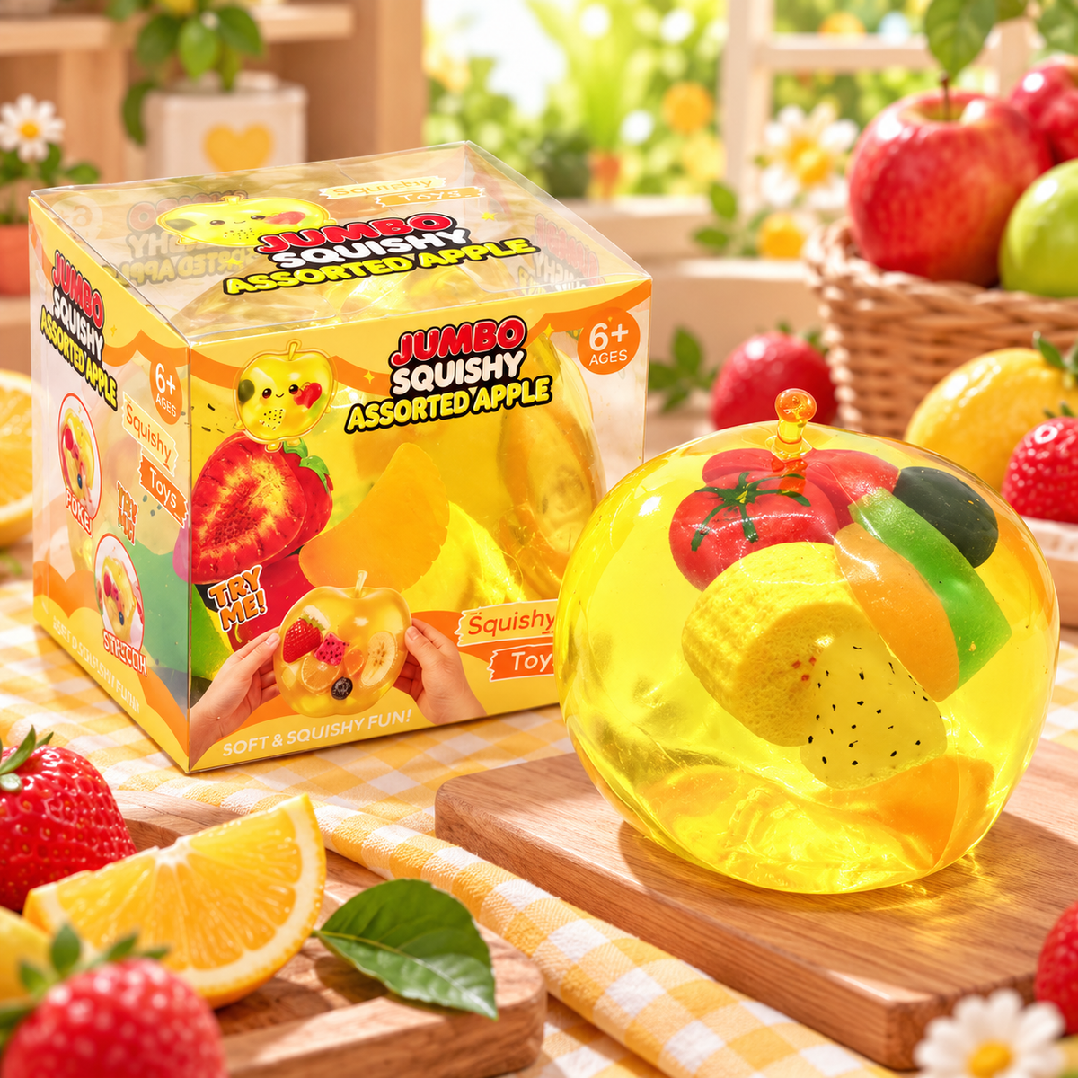Assorted Apple Squishy Toy – Fruit Filled