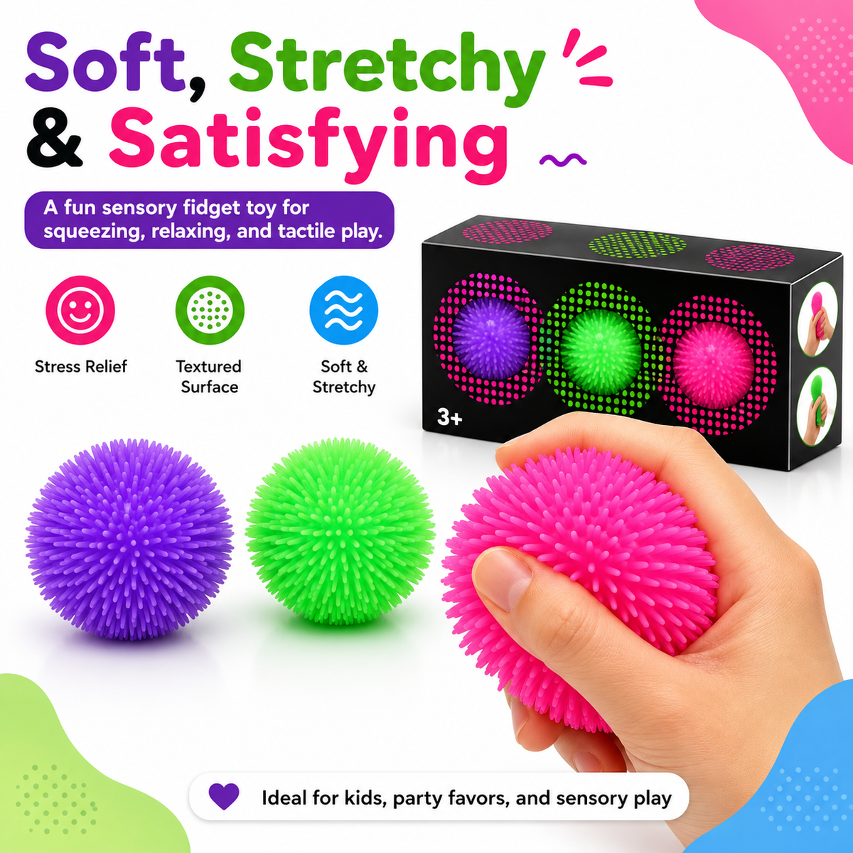 Spike Ball Squishy - Set of 3