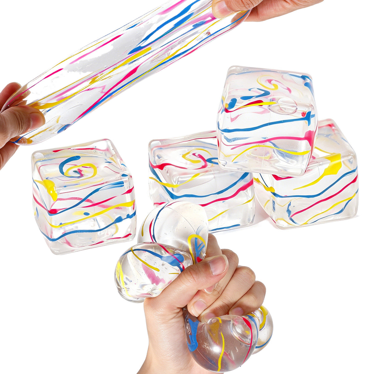 Rainbow Swirl Squishy Cube