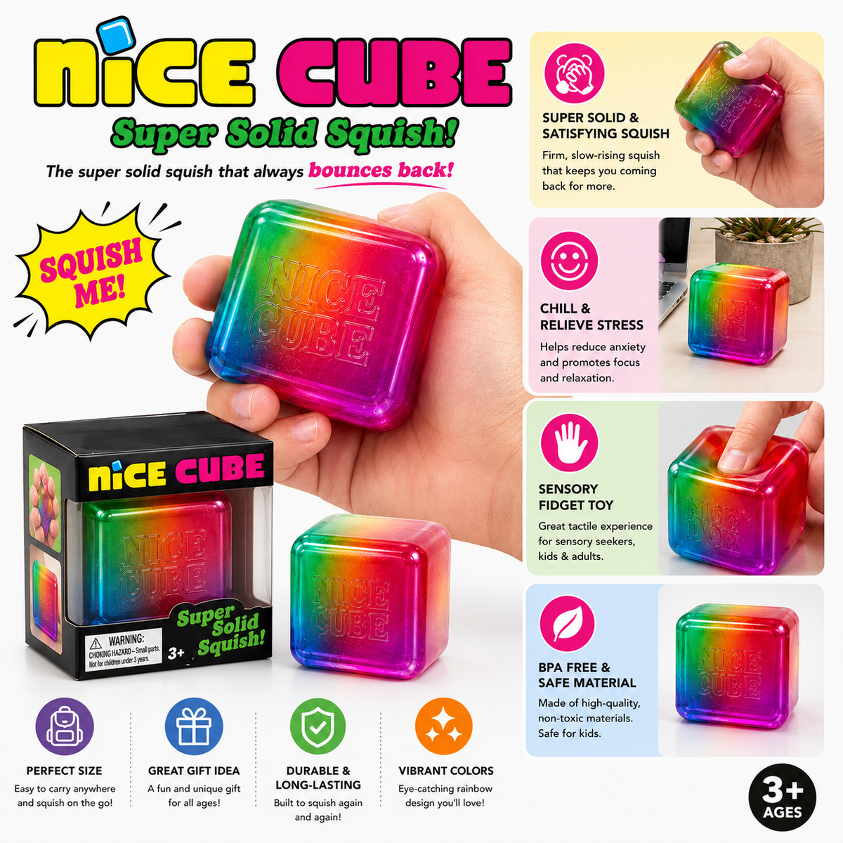 Rainbow Sensory Cube Toy
