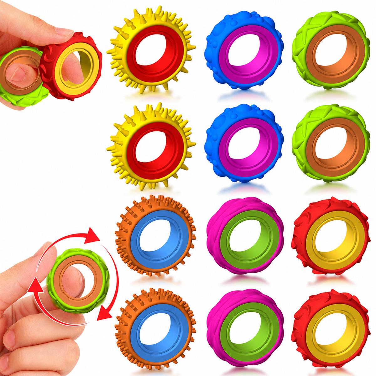 Colorful Textured Fidget Rings