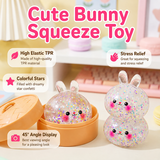 Cute Bunny Glitter Squishy Ball