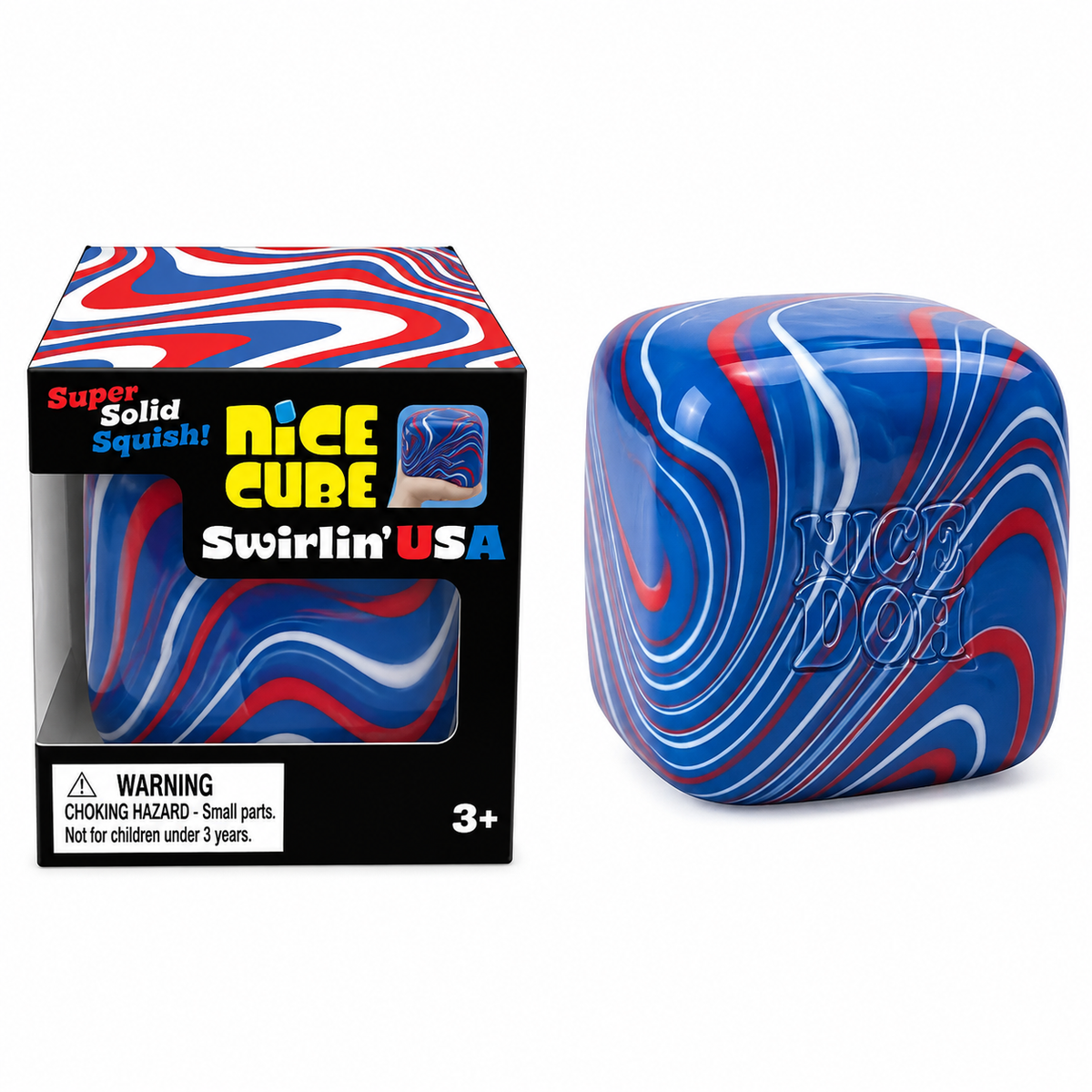 Red White & Blue Swirl Squishy Cube