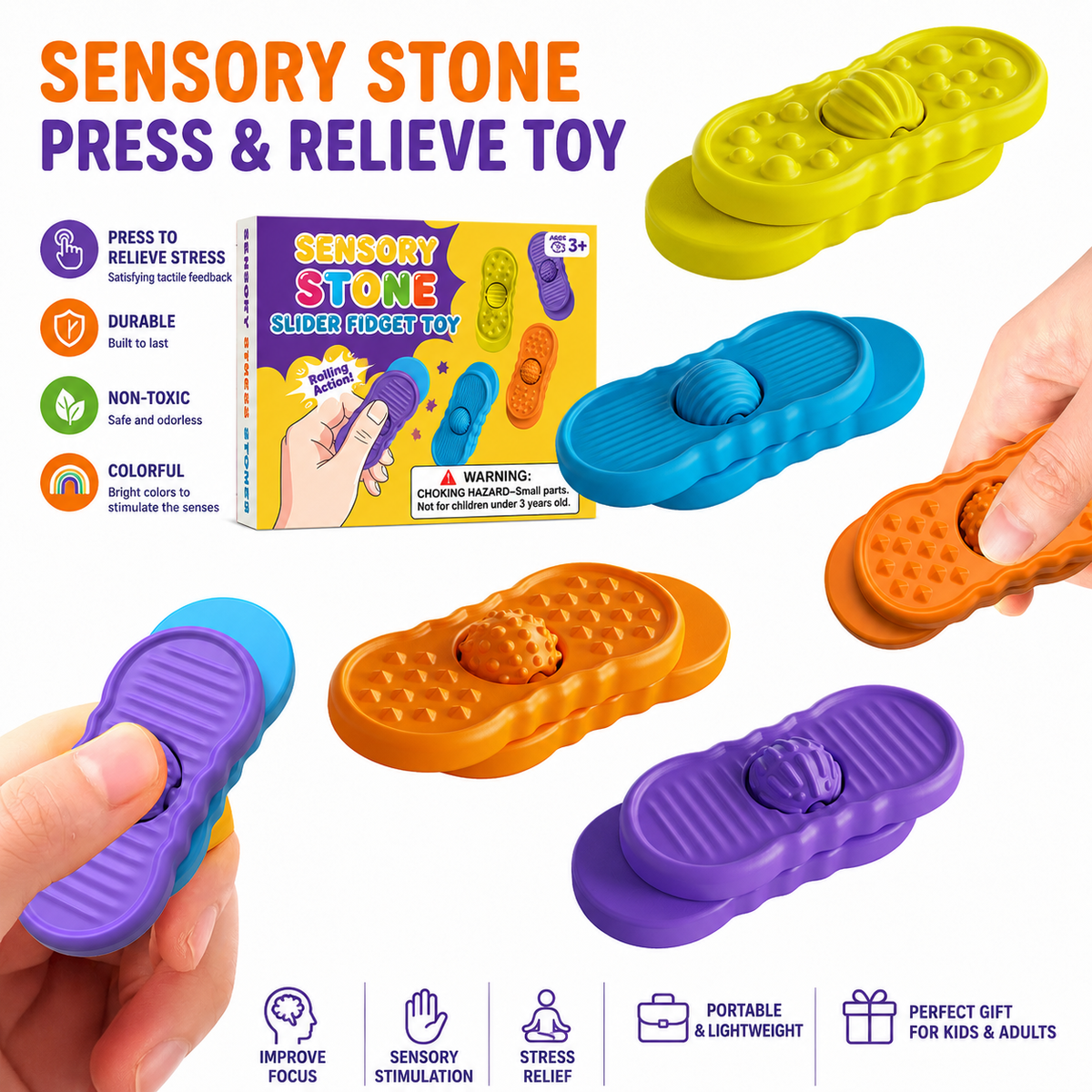 Sensory Stress Stones Slider Fidget Toy