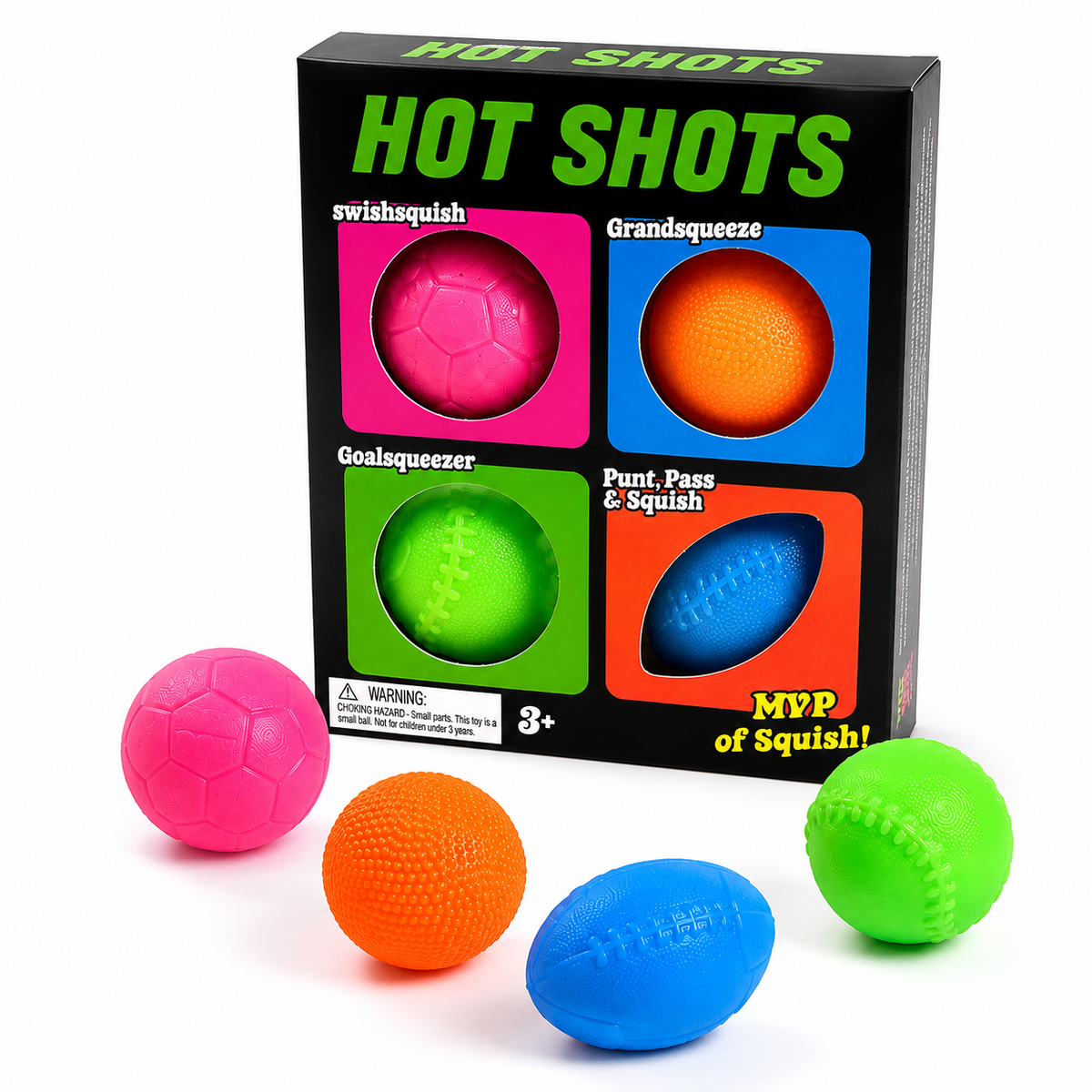 Colorful 4in1 Hot Shot Squishy Toy Set