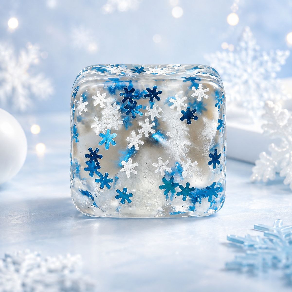 Glitter Snowflake Squeeze Cube