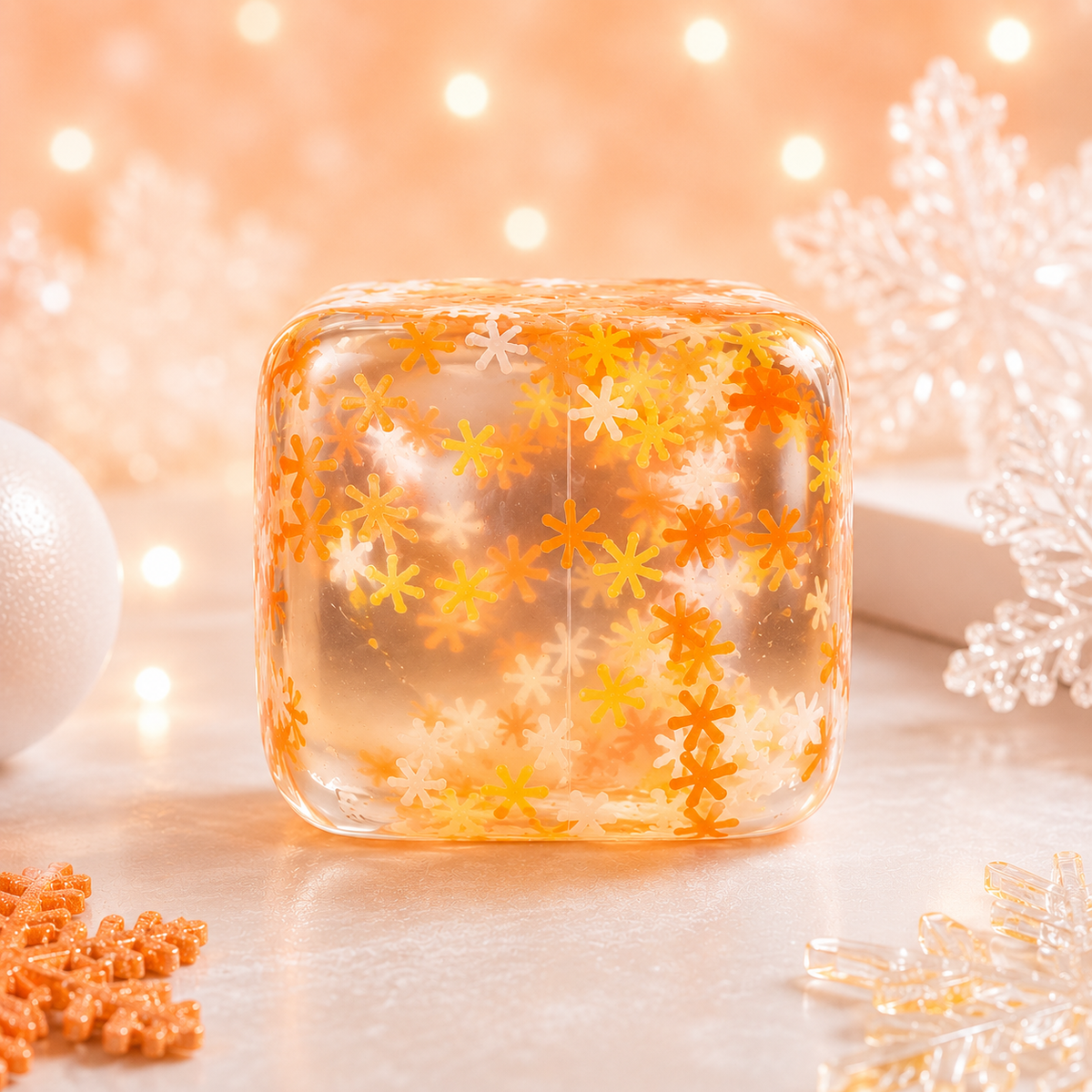Glitter Snowflake Squeeze Cube
