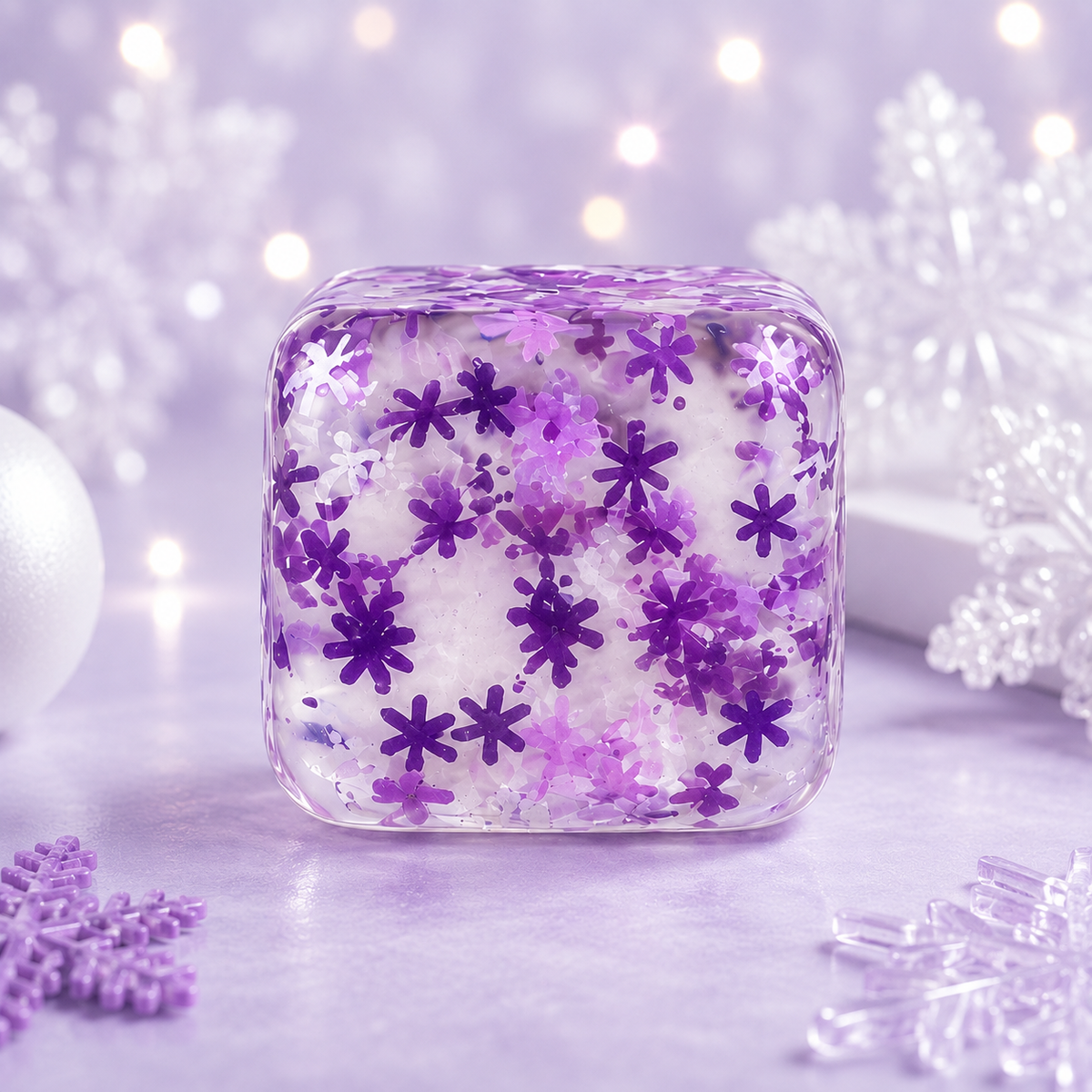 Glitter Snowflake Squeeze Cube