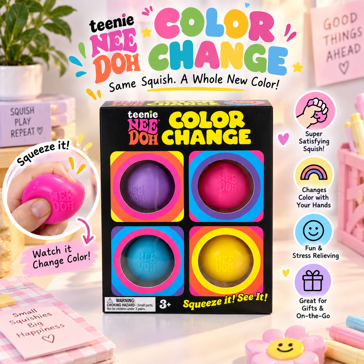 Color Changing 4-Ball Set Squeeze Toy