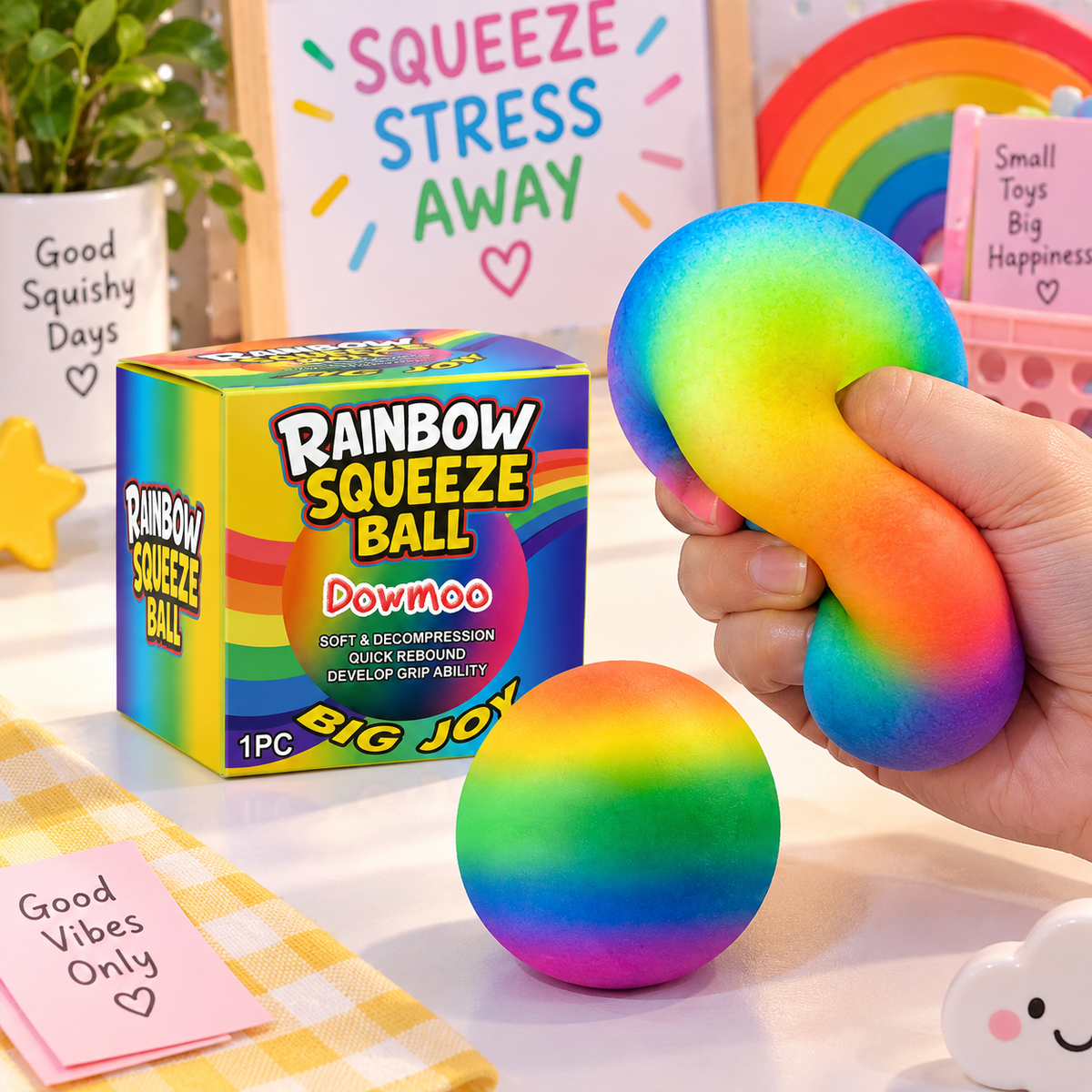 Rainbow Squeeze Relaxation Ball