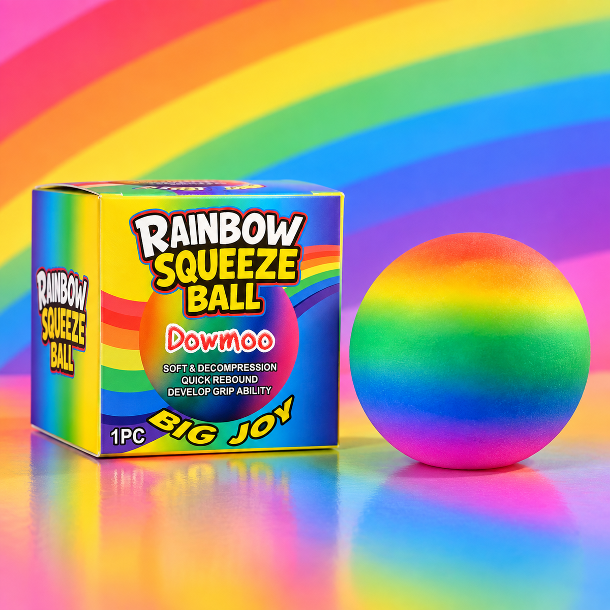 Rainbow Squeeze Relaxation Ball