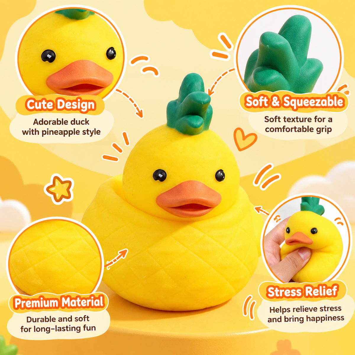 Pineapple Duck Squishy Squeeze Toy