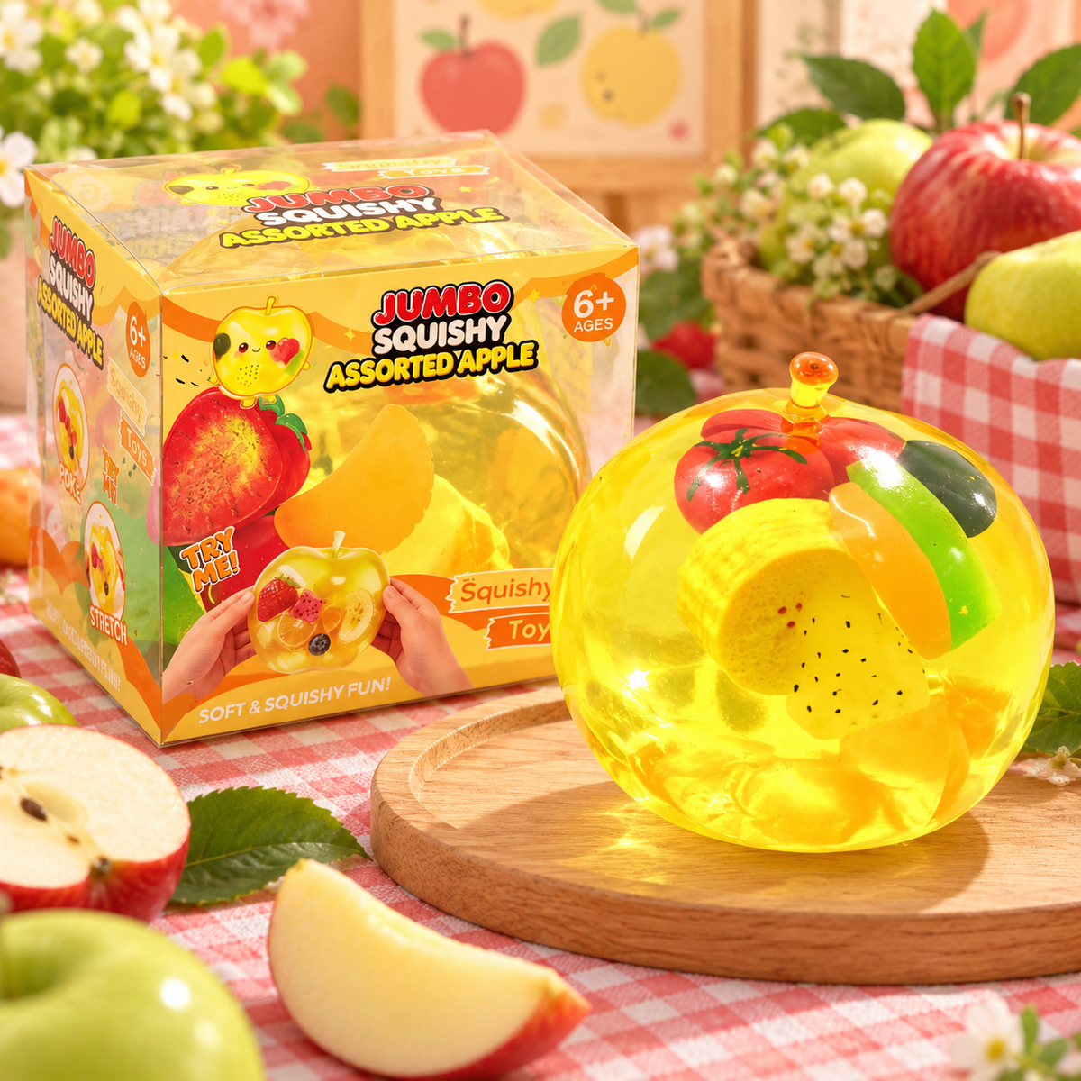 Assorted Apple Squishy Toy – Fruit Filled