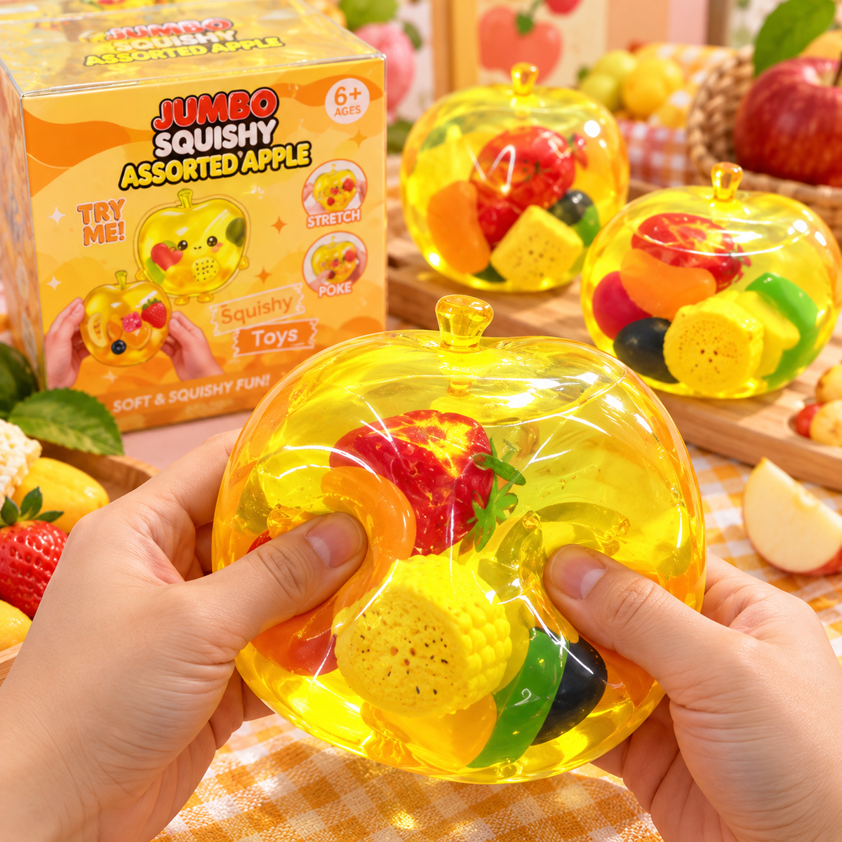 Assorted Apple Squishy Toy – Fruit Filled