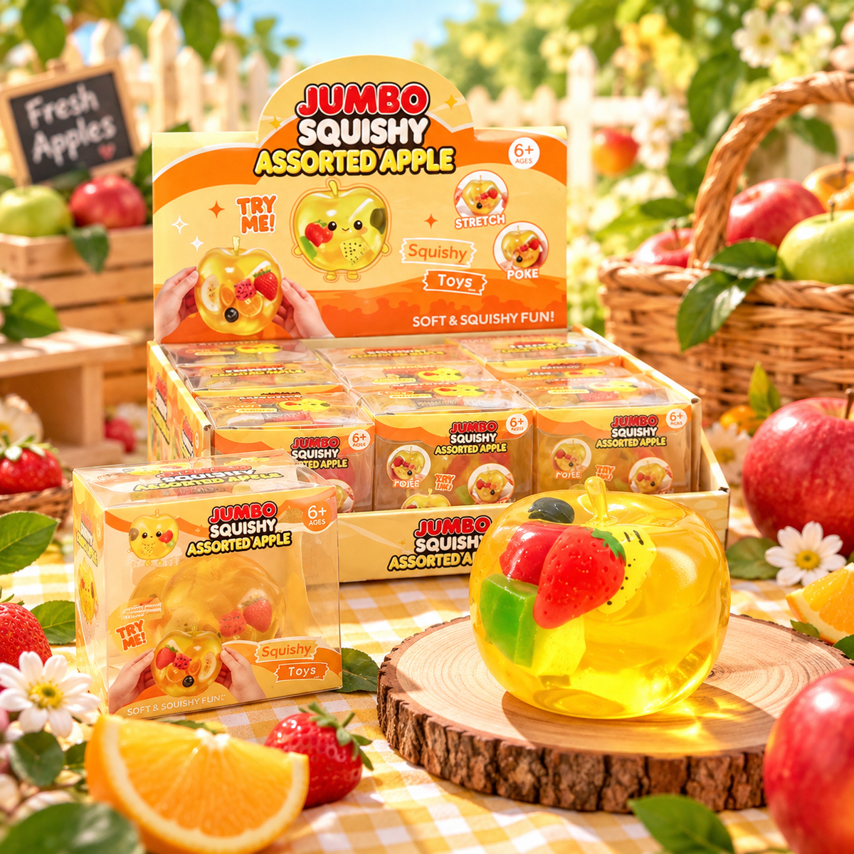 Assorted Apple Squishy Toy – Fruit Filled