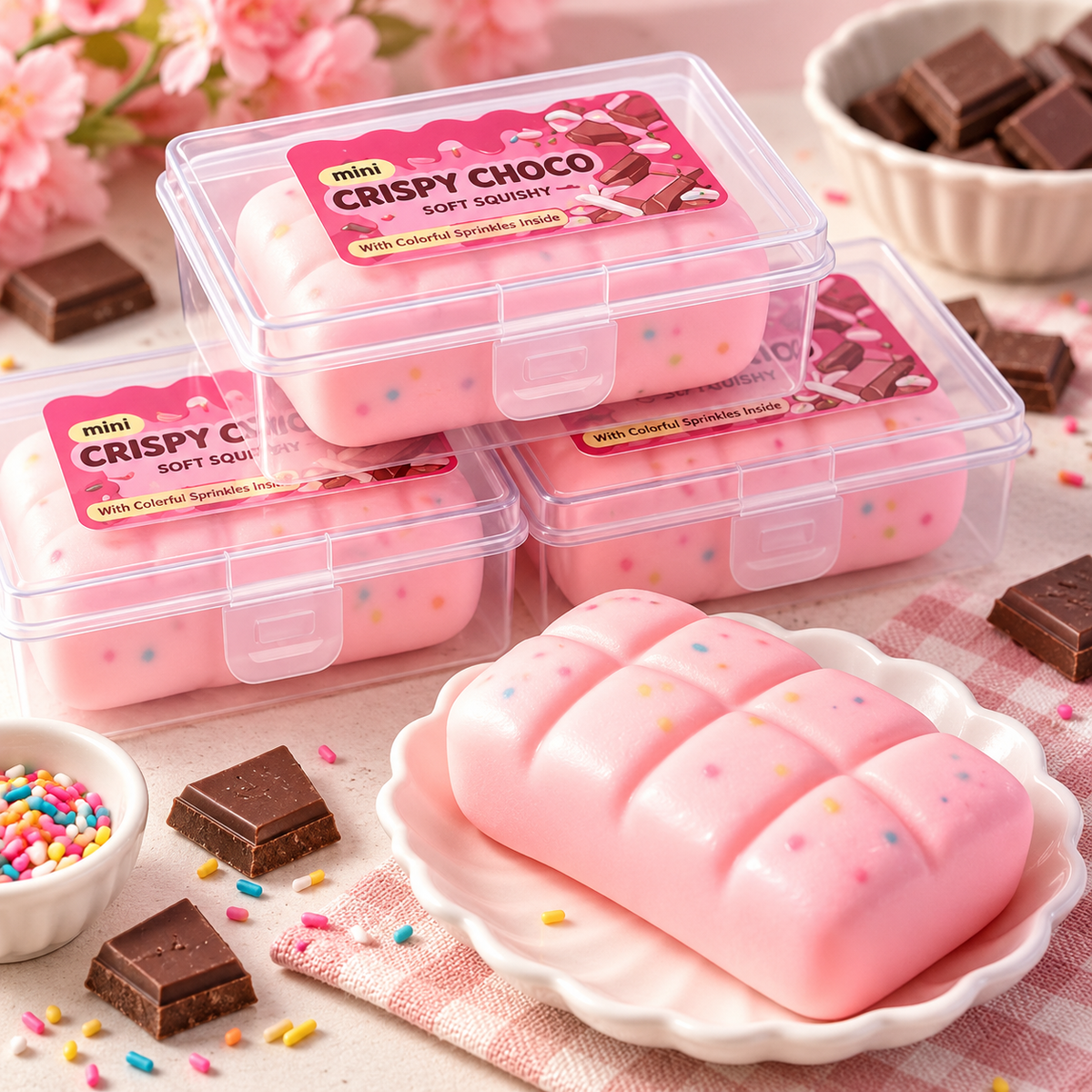 Crispy Choco Squishy Toy – Sprinkle Filled Chocolate Bar