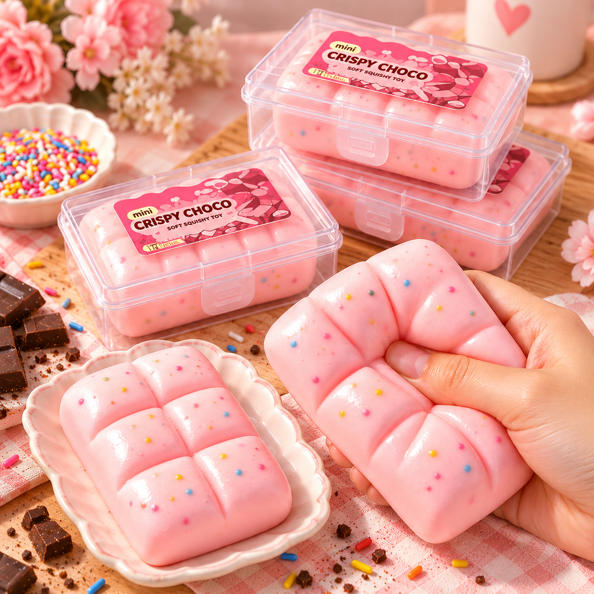 Crispy Choco Squishy Toy – Sprinkle Filled Chocolate Bar