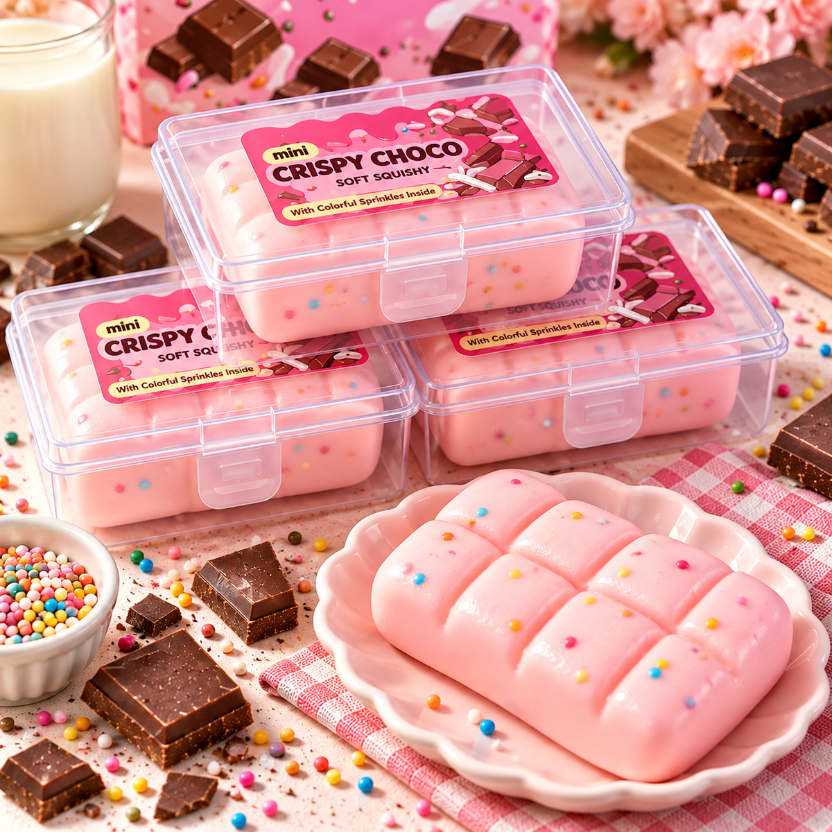 Crispy Choco Squishy Toy – Sprinkle Filled Chocolate Bar