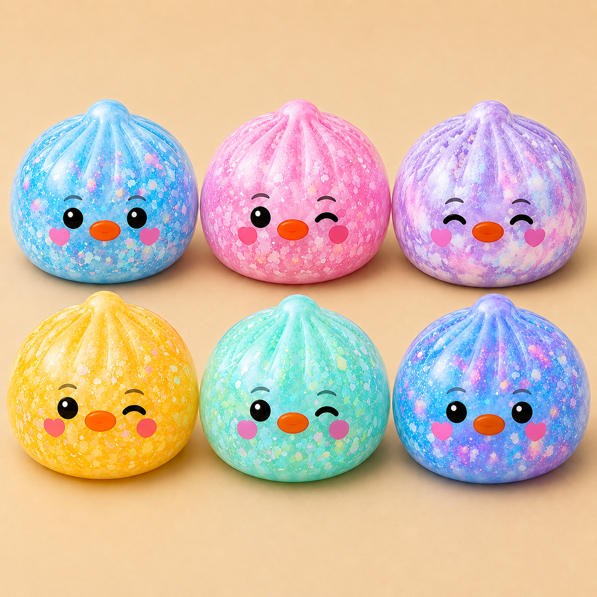 Glitter Duck Simulated Steamed Bun Squishy Toy