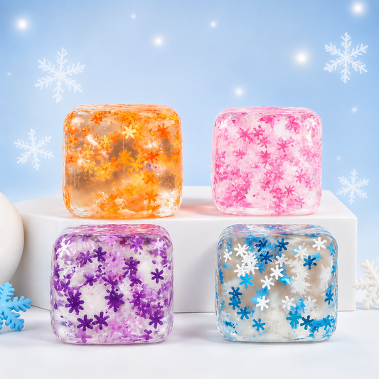 Glitter Snowflake Squeeze Cube
