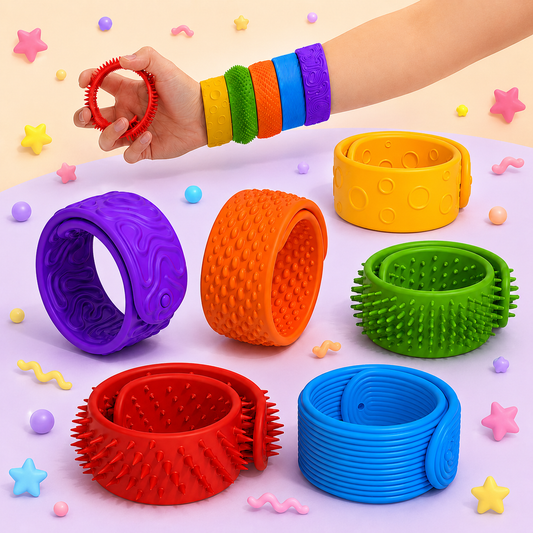 Textured Fidget Wristbands – 6 Pack