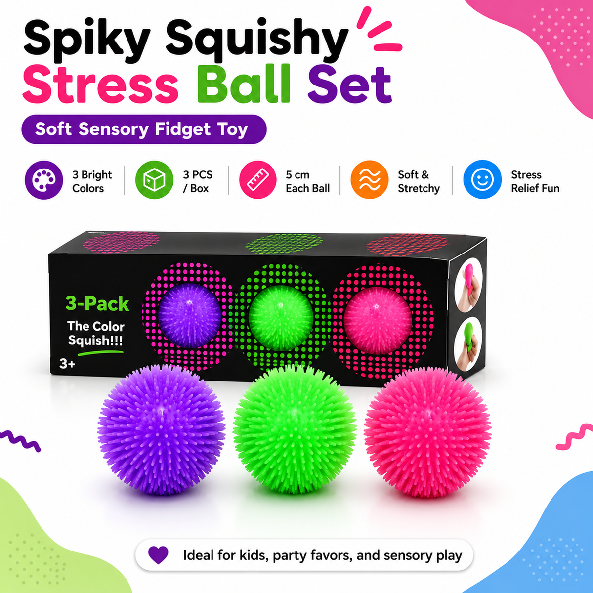 Spike Ball Squishy - Set of 3