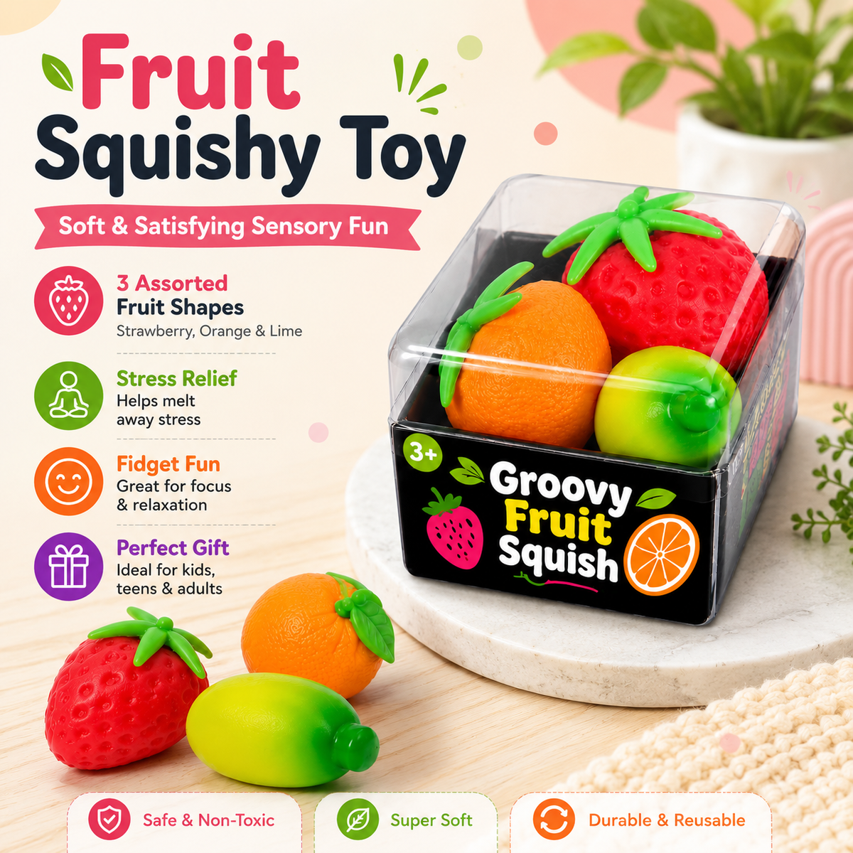 Fruit Squishy Sensory Toy Set