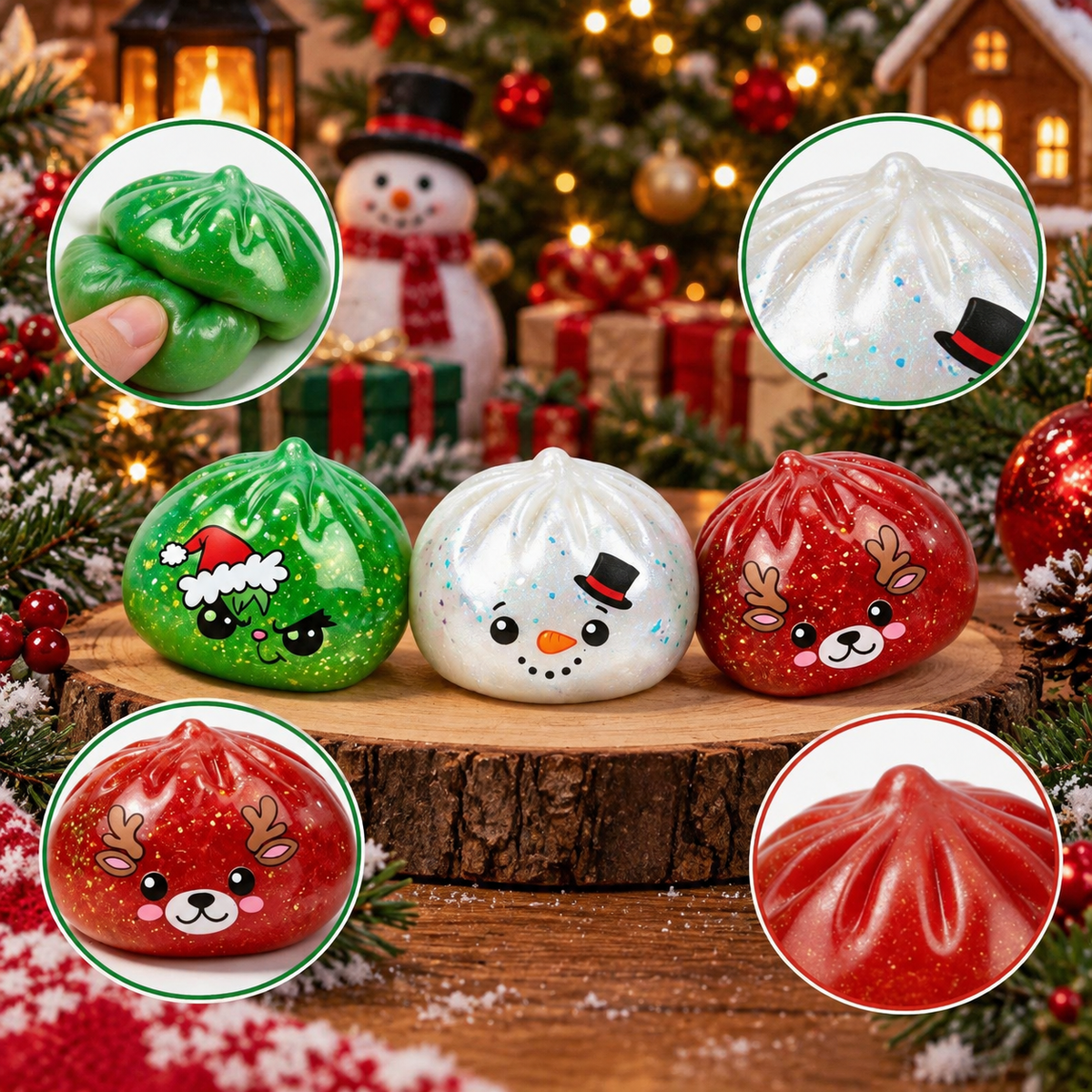 Holiday Glitter Dumpling Squishy