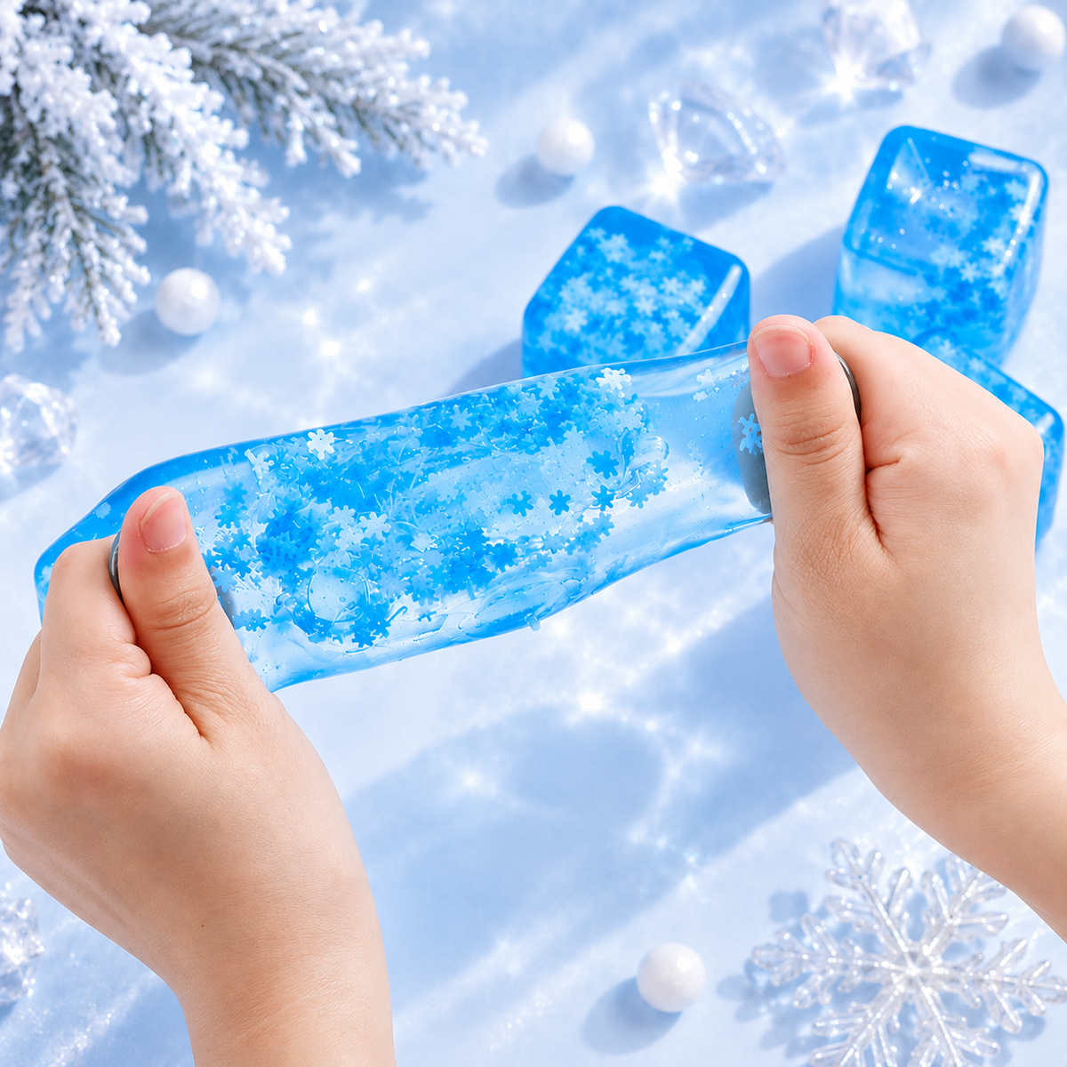 Blue Cube Snowflake Squishy