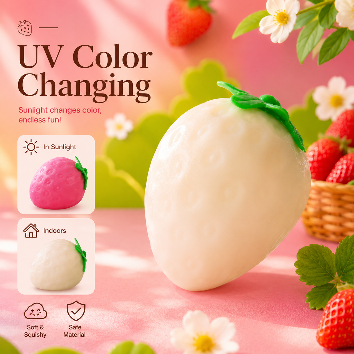 Color-Changing Strawberry Squishy Toy