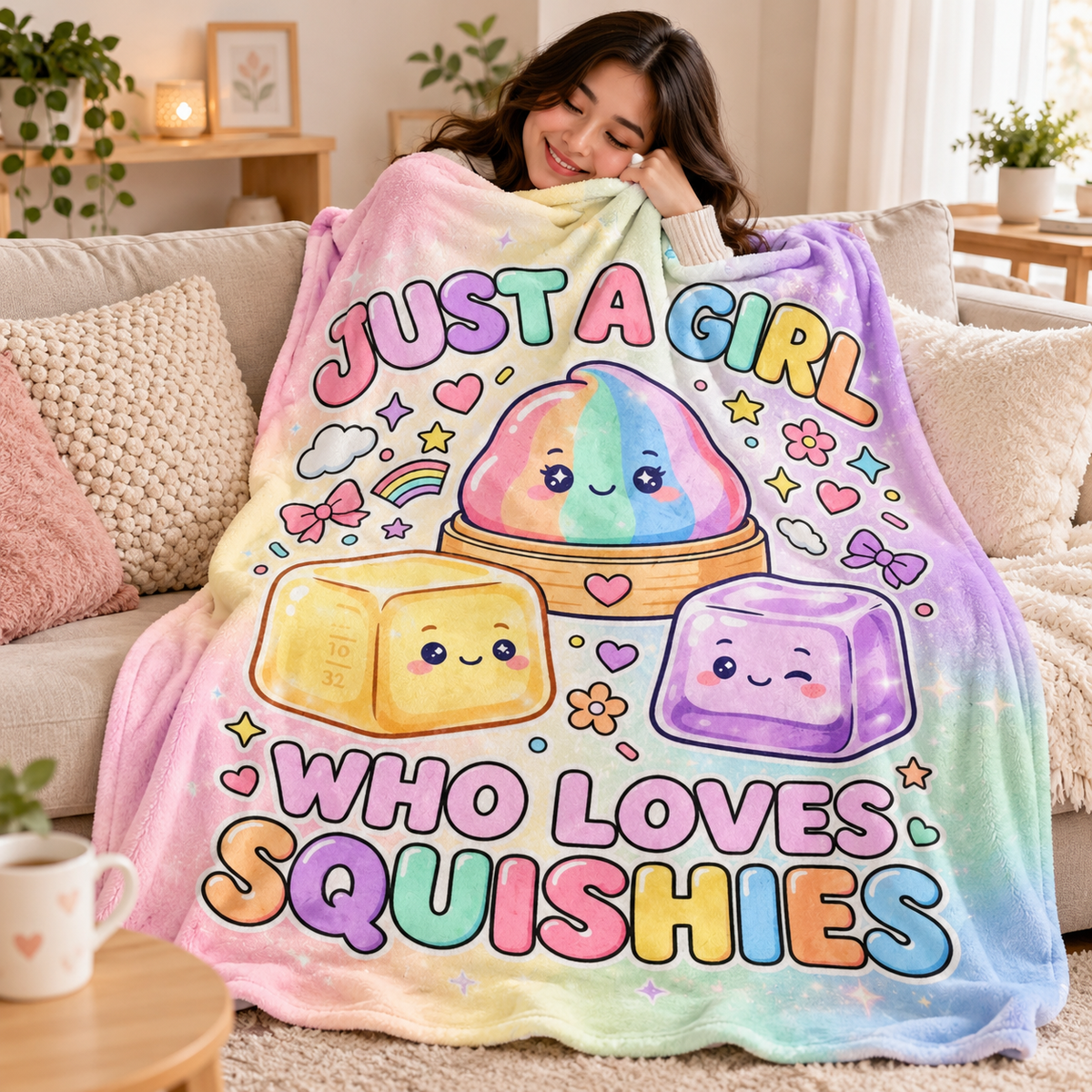 Cute Squishy Lover Rainbow Blanket