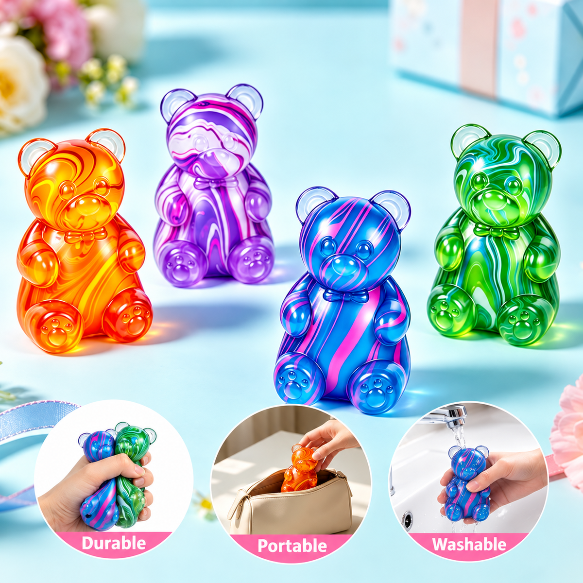 Colorful Swirl Gummy Bear Squishy
