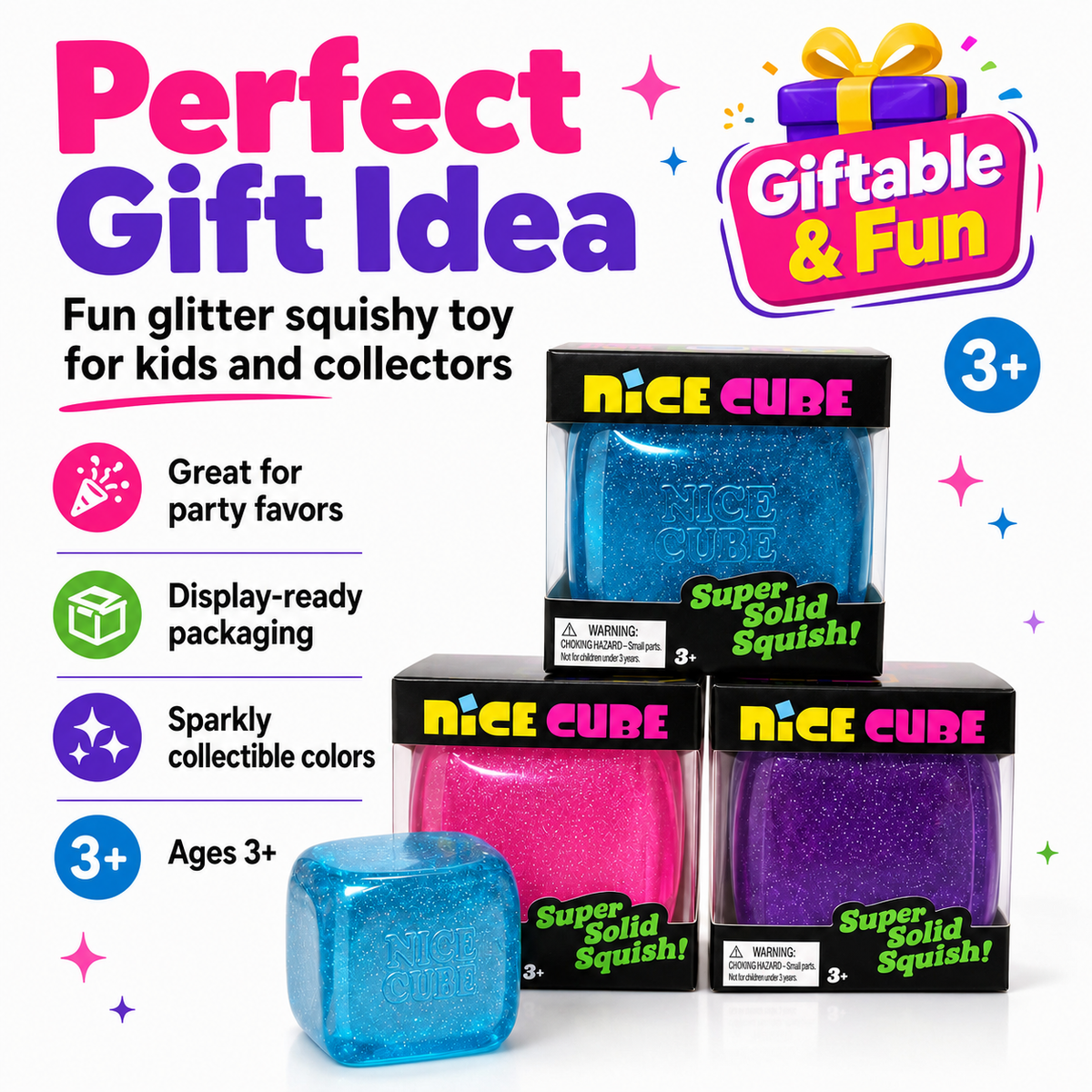 Glitter Nice Cube Slow Rise Sensory Squishy Toy
