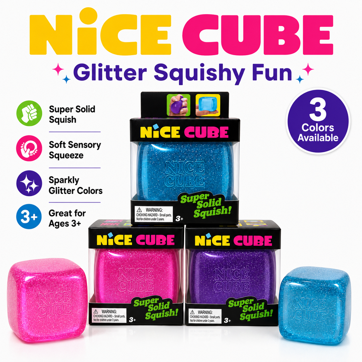 Glitter Nice Cube Slow Rise Sensory Squishy Toy