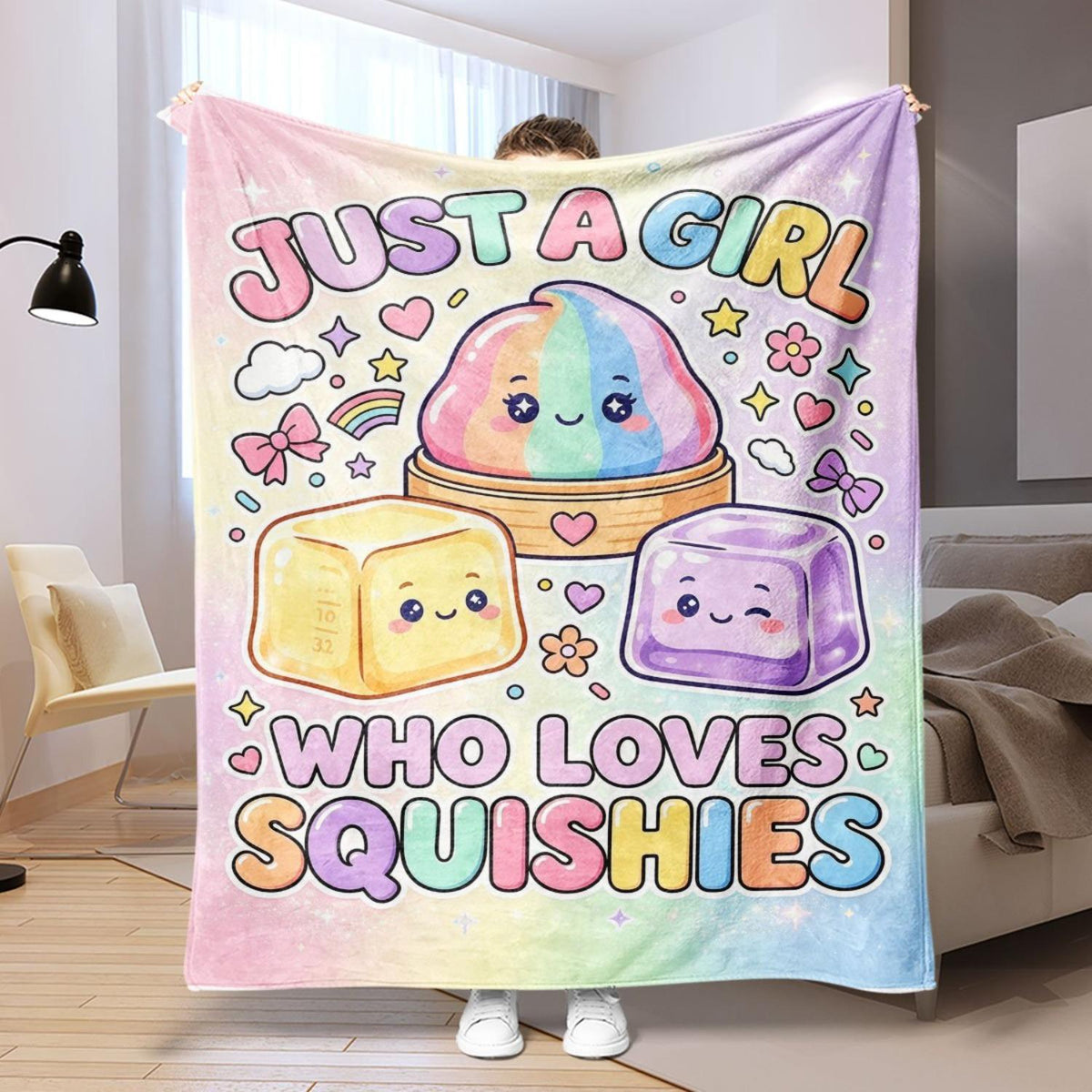 Cute Squishy Lover Rainbow Blanket