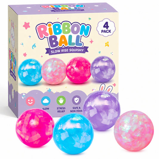 Slow Rise Ribbon Ball Squishy 4pcs Set
