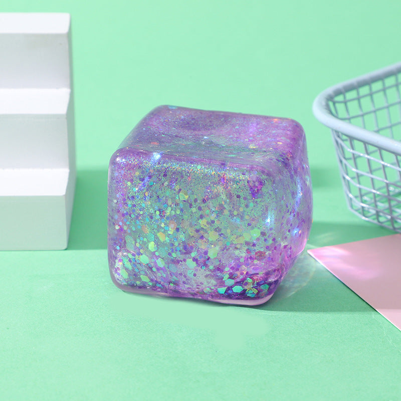 Glitter Ice Cube Squishy Toy