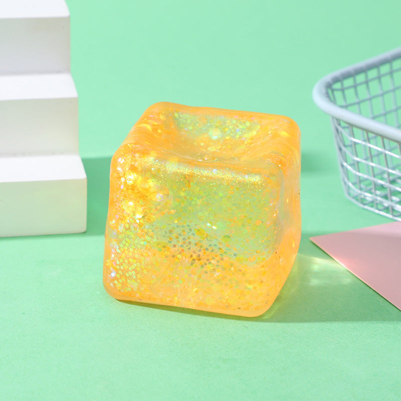 Glitter Ice Cube Squishy Toy