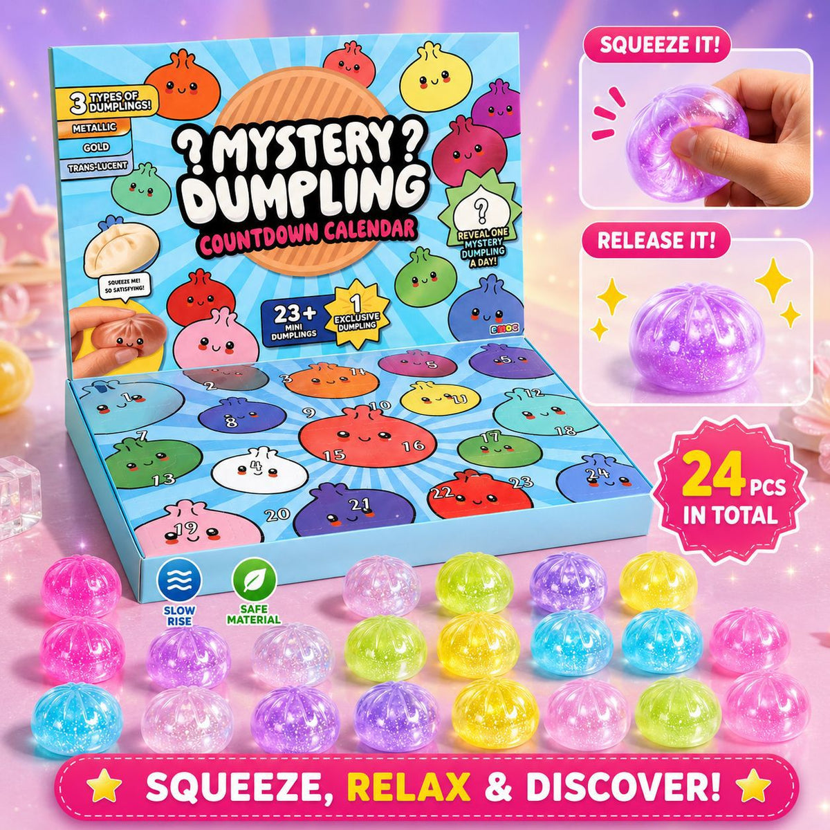 Mystery Mini Dumpling Squishy Set - 24-Piece