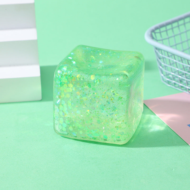 Glitter Ice Cube Squishy Toy