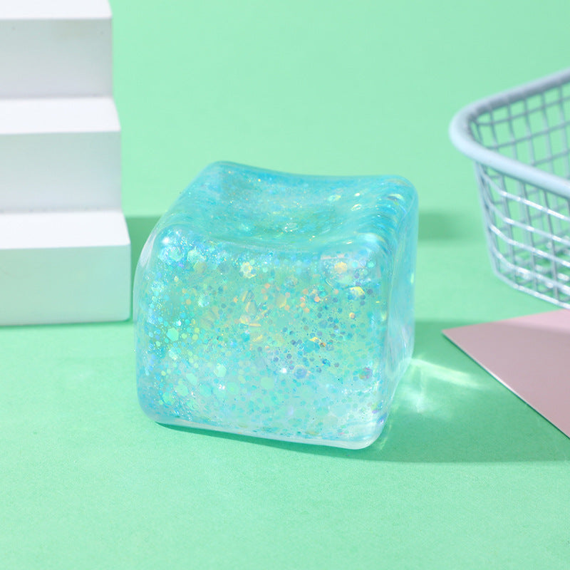 Glitter Ice Cube Squishy Toy