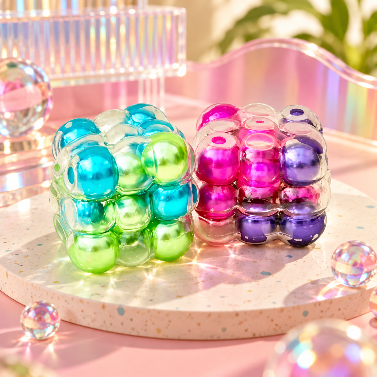 Colorful Bubble Cube Squishy Toy