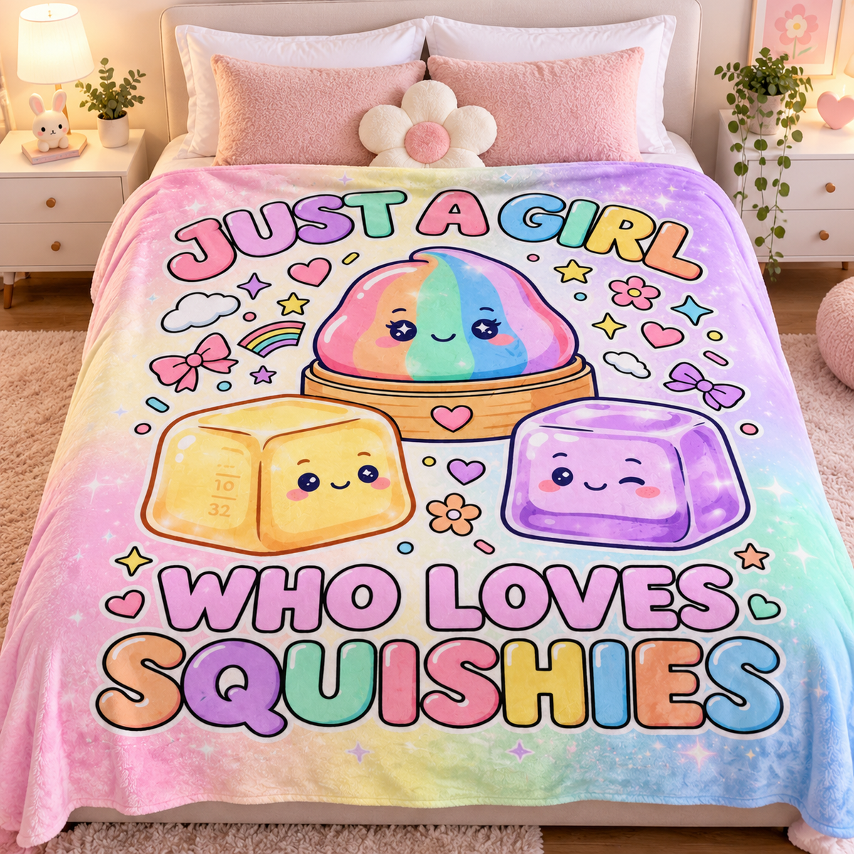 Cute Squishy Lover Rainbow Blanket