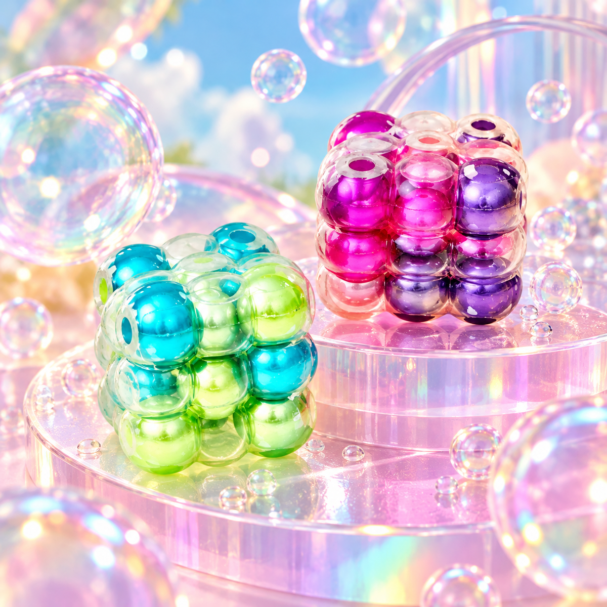 Colorful Bubble Cube Squishy Toy