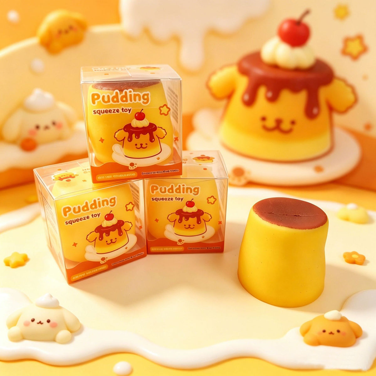 Caramel Pudding Squishy Toy