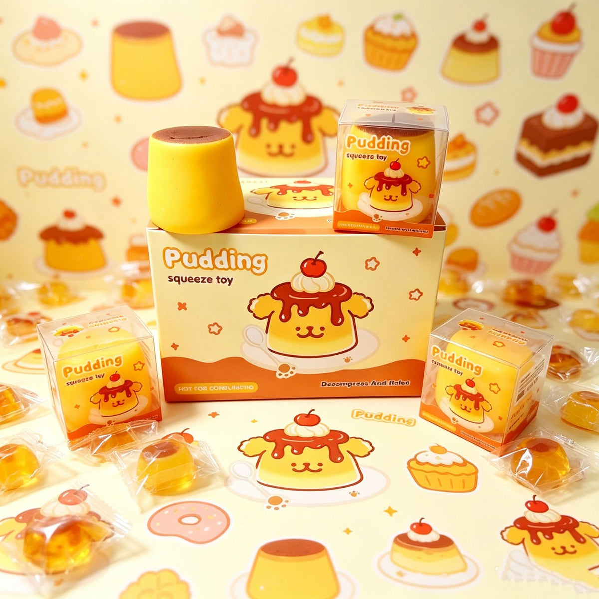 Caramel Pudding Squishy Toy