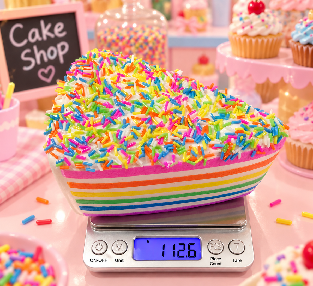 Rainbow Sprinkle Cake Slice Squishy Toy