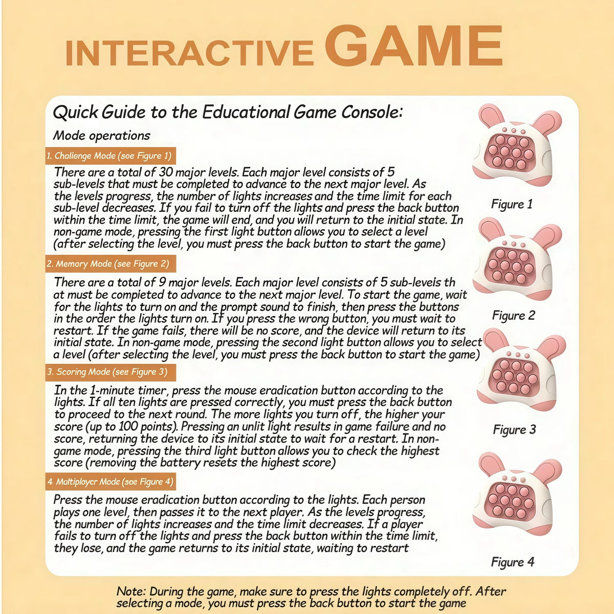 Quick Push Pop Game Console