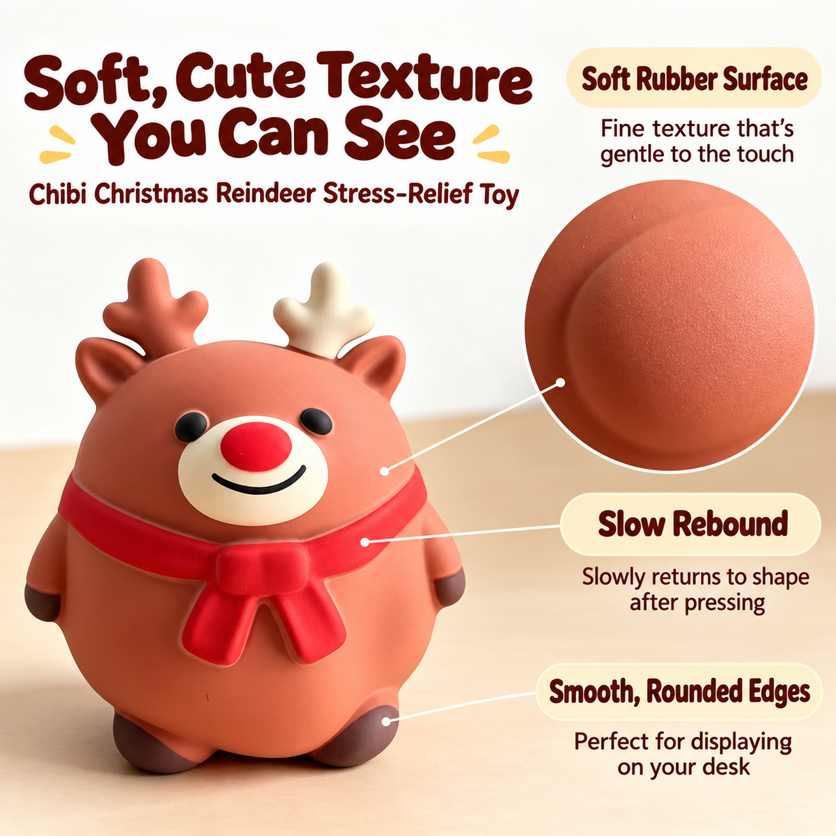 Festive Reindeer Squishy Toy