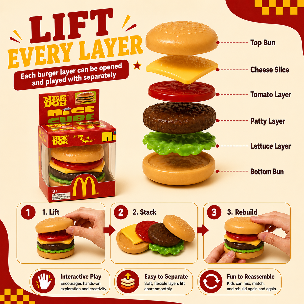 Burger Nice Cube Squishy Toy